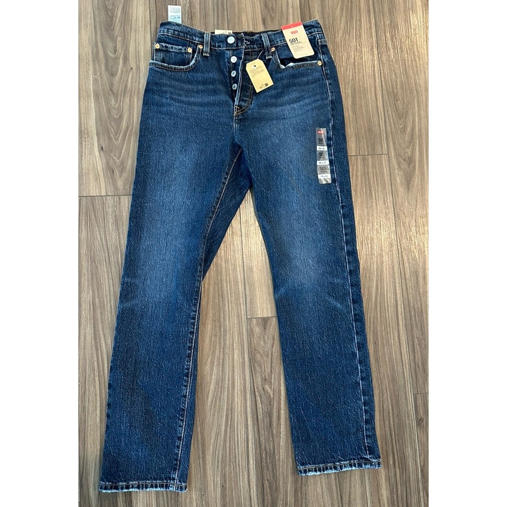 Levi's High Rise Straight Leg Dark Wash Blue Denim Women's Jeans 28x30